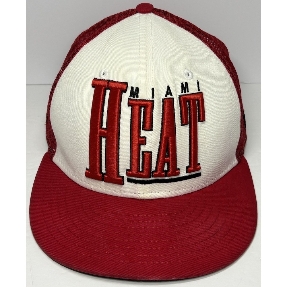 New Era Miami Heat Trucker 9FIFTY Snapback Hat Cap Adjustable Mesh Back NBA HWC